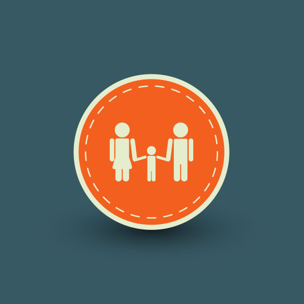 复古夫妇与孩子的图标图片下载