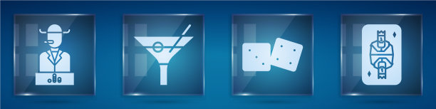 设定扑克玩家马提尼玻璃游戏骰子和图片下载