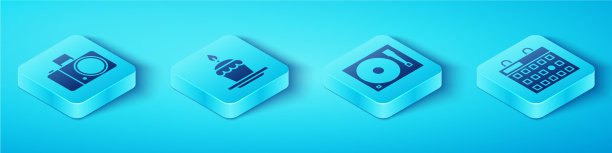 设置等距相机蛋糕与燃烧图片下载