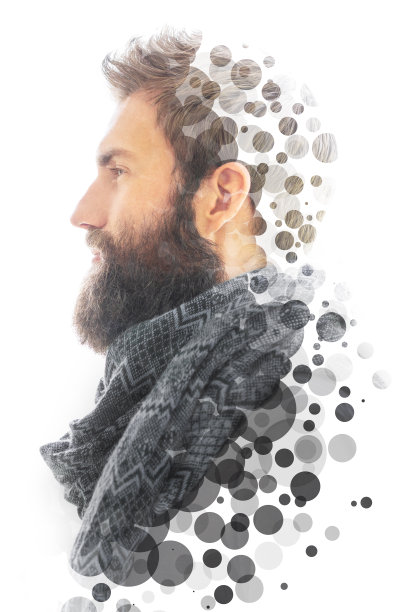 肖像结合数字插图图片下载