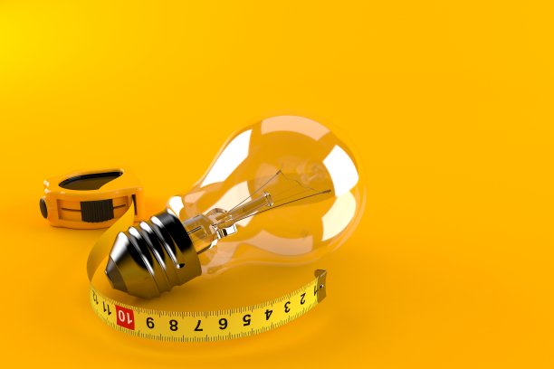 带灯泡的卷尺图片下载