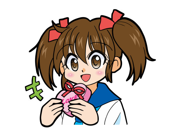 穿着水手服的女孩递着情人节巧克力图片下载