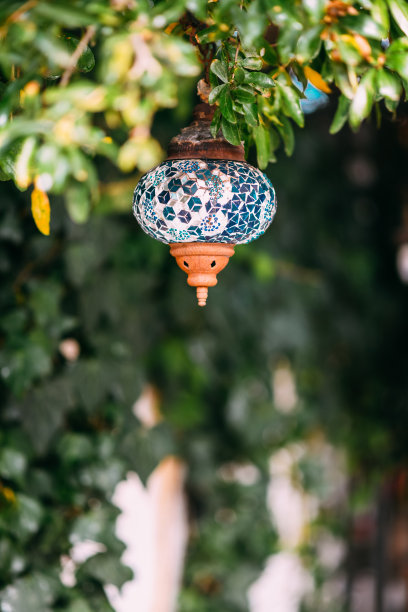 传统彩色玻璃灯图片下载