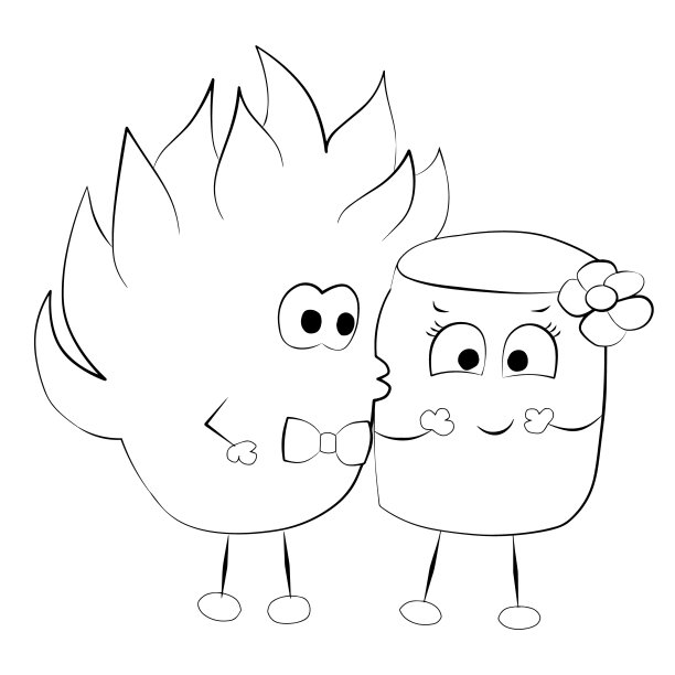 黑白两色的火和棉花糖图片下载