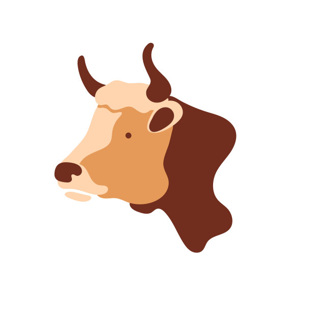 牛的头。多色部分。农场的插图。图片下载