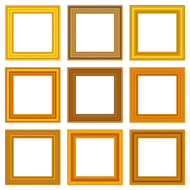 古色古香的黄金漂亮的矩形框架。一套方金色复古木框架为您的设计。复古封面。文本。模板向量插图。图片下载