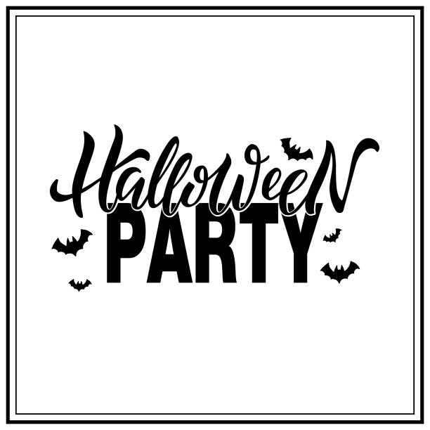 万圣节派对黑白字体图片下载