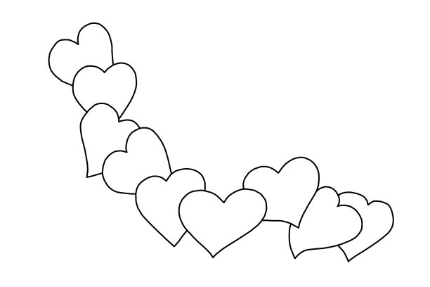 情人节快乐元素礼物与心形大纲着色页图片下载