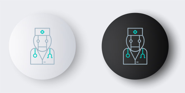 线机器人医生图标孤立在灰色背景图片下载