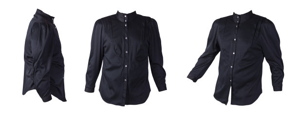 系扣衬衫，女性隔离在白色背景。夏天的衬衫图片下载