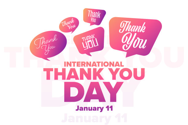 国际感谢日。1月11日。节日的概念。模板的背景，旗帜，卡片，海报与文字题词。向量EPS10插图。图片下载