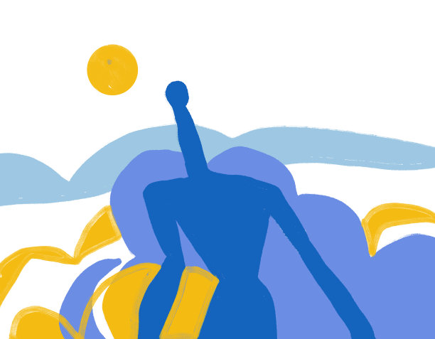 极简主义者。抽象时尚绘画。平切风格。用于印刷和海报。黄色和蓝色孤立在白色上图片下载