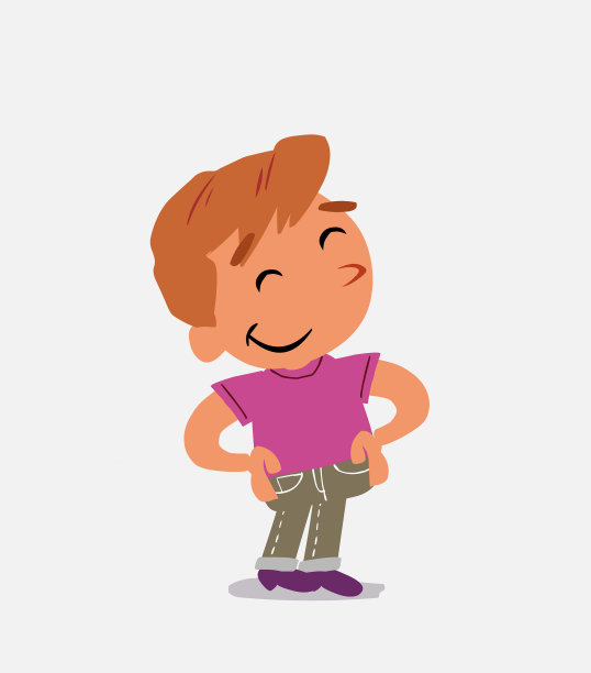 牛仔裤上满意的小男孩卡通形象图片下载