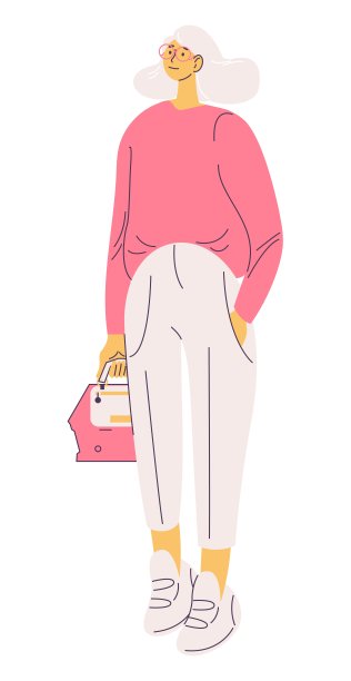 年轻女子在休闲衣服绘制在粉红色和白色和轮廓风格。矢量青少年角色孤立在白色图片下载