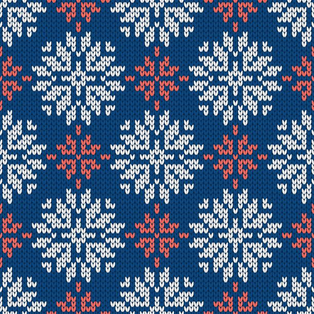 斯堪的纳维亚针织无缝图案。带有雪花的挪威毛衣。图片下载