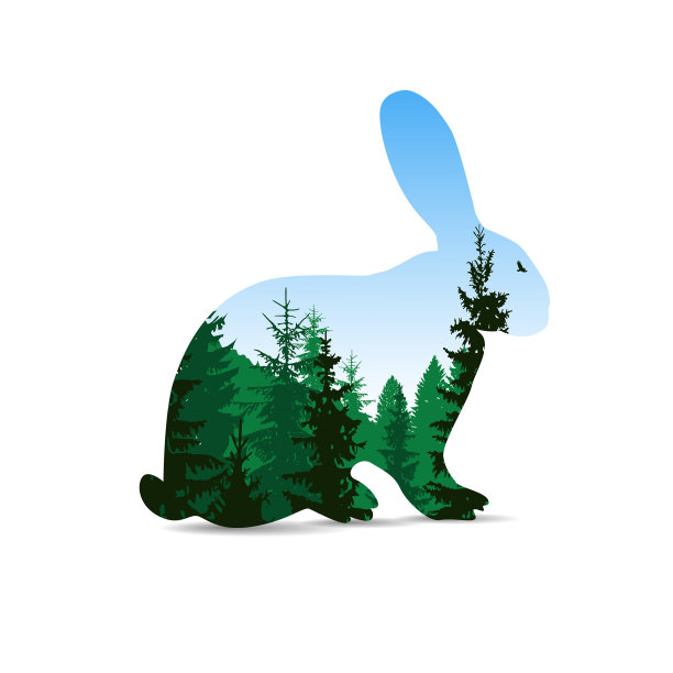 坐野兔的剪影图片下载