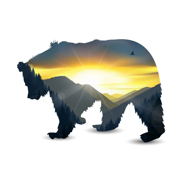 奔跑中的熊的剪影图片下载