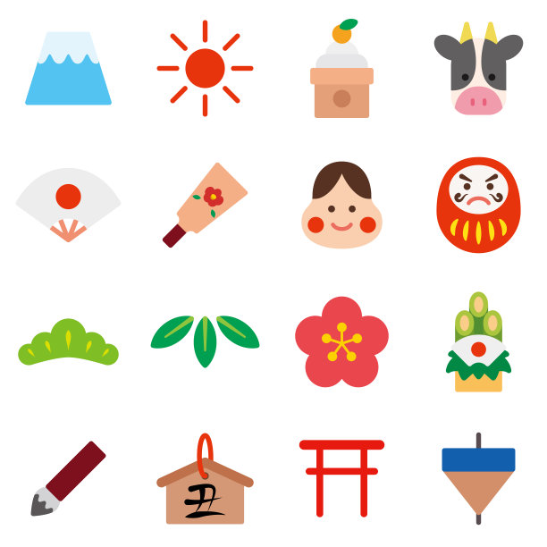 新年(牛年)图标集-颜色图片下载
