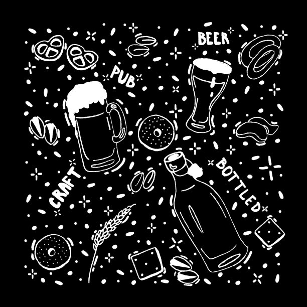 手绘矢量涂鸦插图啤酒图标集图片下载