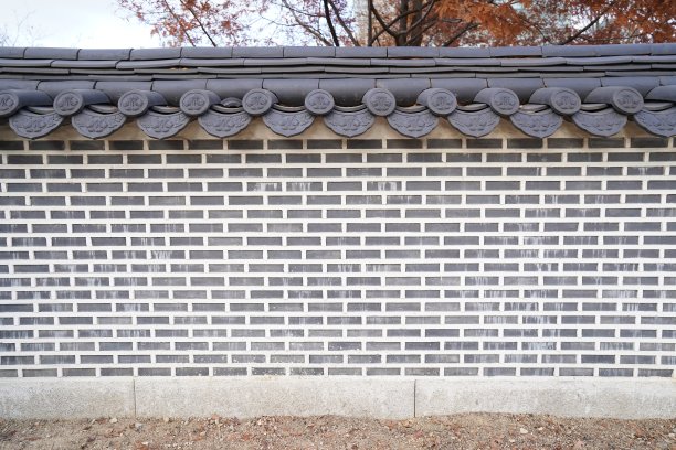 韩国传统墙体设计，横式图片下载