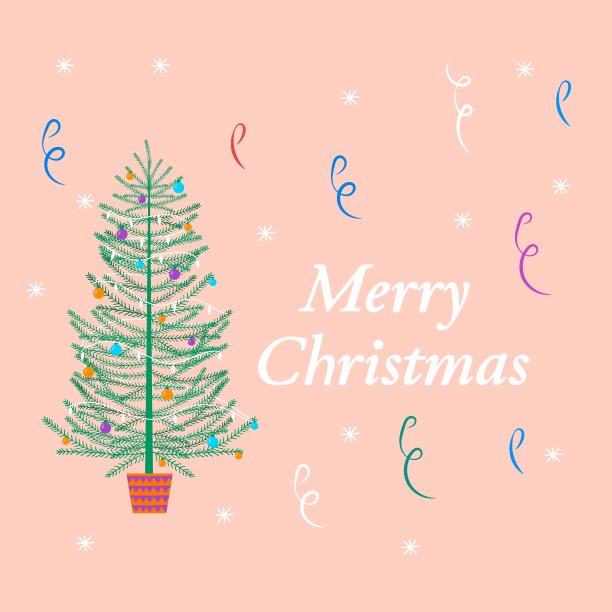 圣诞快乐，新的贺卡，杉树和雪花为快乐的新年礼物。斯堪的纳维亚风格的招贴，儿童房，幼儿园装饰，室内设计图片下载