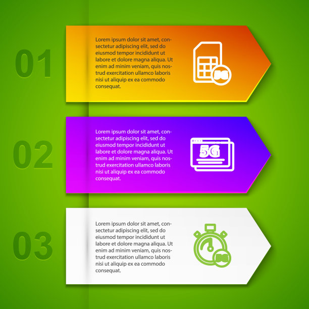 设置线路5G Sim卡、网络、数字测速仪和。业务信息模板。向量图片下载