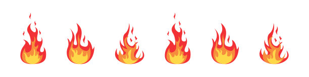 向量。火的火焰。火象星座。白色背景上的火焰元素。矢量图图片下载