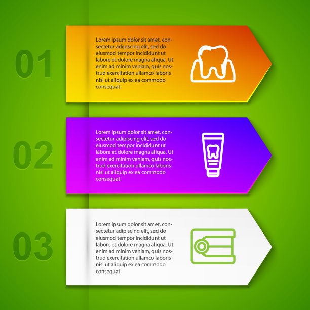 套线牙，牙膏管，假牙模型和美白。业务信息模板。向量图片下载