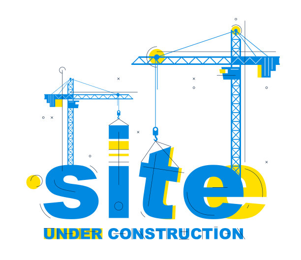 建筑起重机构建网站矢量概念设计，用字母寓意进展中的概念插图，时尚的隐喻网站进展。图片下载