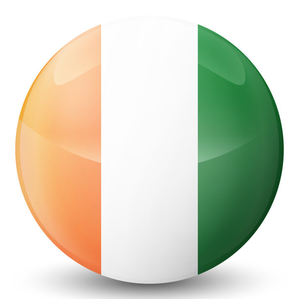 玻璃轻球与旗帜的科特迪瓦dâ科特迪瓦。圆球，模板图标。国家的象征。光滑的现实球，3D抽象矢量插图突出在白色的背景。大的泡沫。图片下载