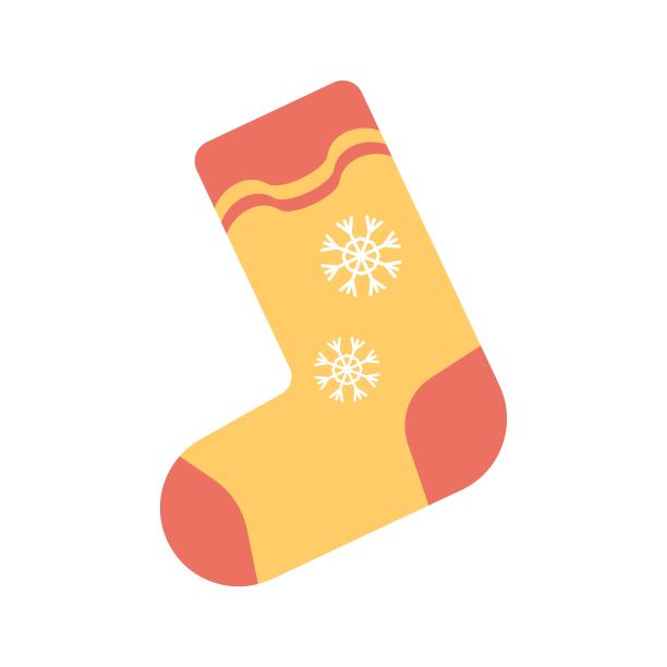 扁平风格的圣诞袜装饰图标。矢量插图。图片下载