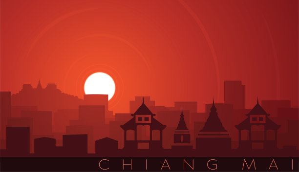 清迈低太阳天际线场景图片下载