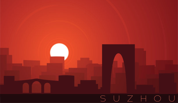 苏州低阳天际线景色图片下载