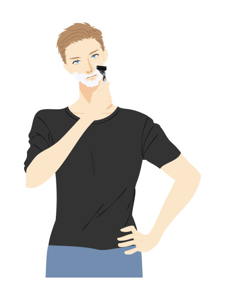 一个年轻人做皮肤护理的插图图片下载