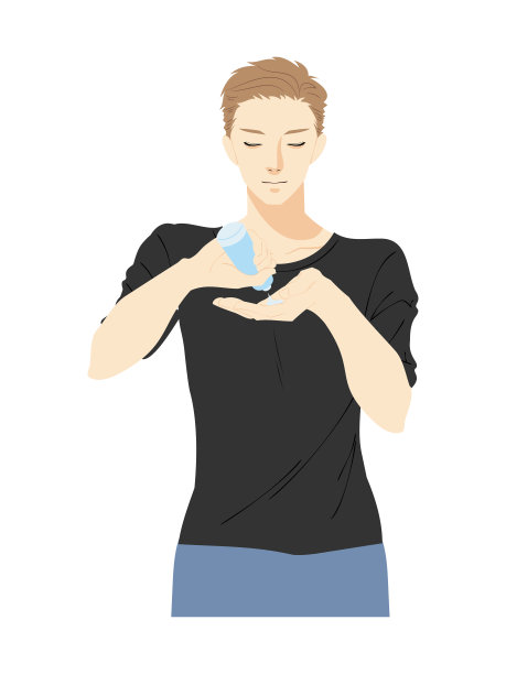 一个年轻男子做皮肤护理的插图图片下载