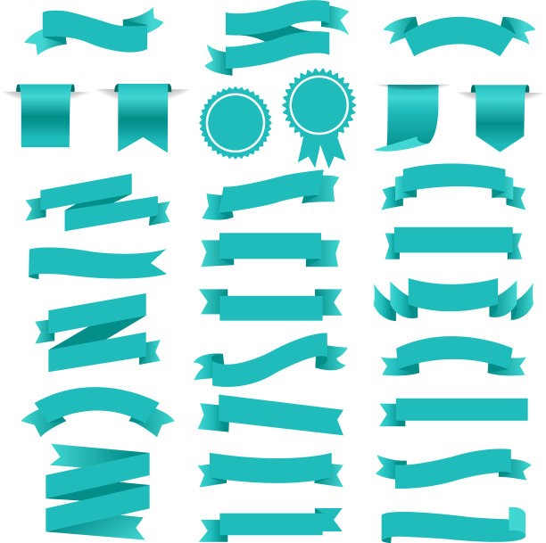 蓝色复古纸白色丝带集图片下载