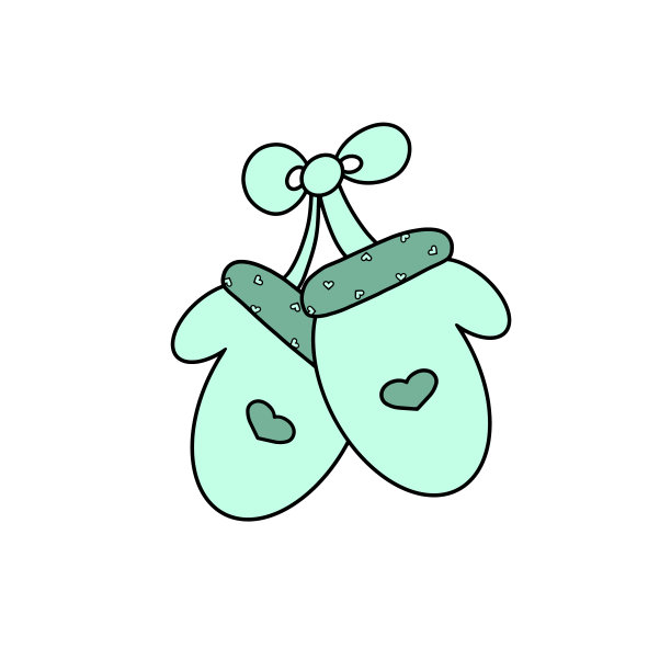 绿手套手绘冬季矢量插图心。世界雪天概念，一双编织的圣诞手套在白色的背景。EPS 10移动和网页设计。温暖的羊毛情人节标志图片下载