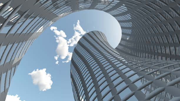 当代建筑。钢铁玻璃塔图片下载