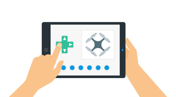 男人的手拿着一个平板电脑与无人机控制图片下载