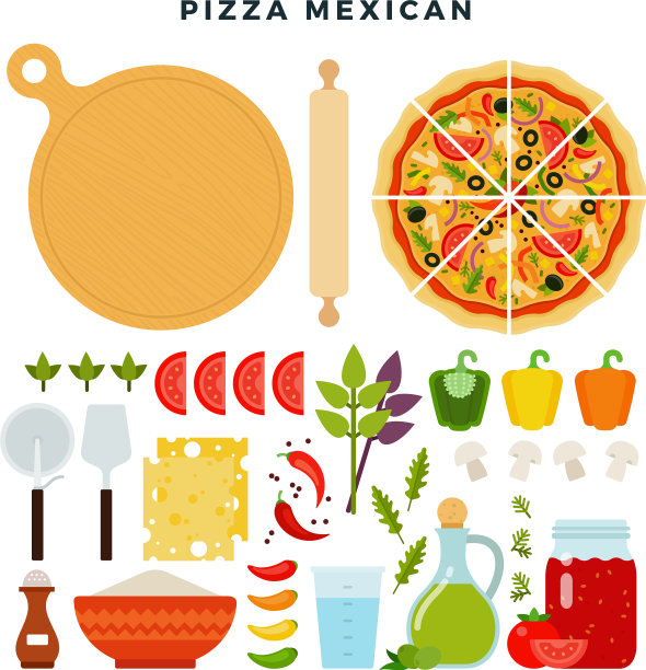 墨西哥披萨和所有烹饪材料图片下载