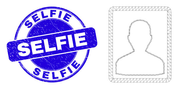 蓝色垃圾自拍邮票和网眼人图片下载