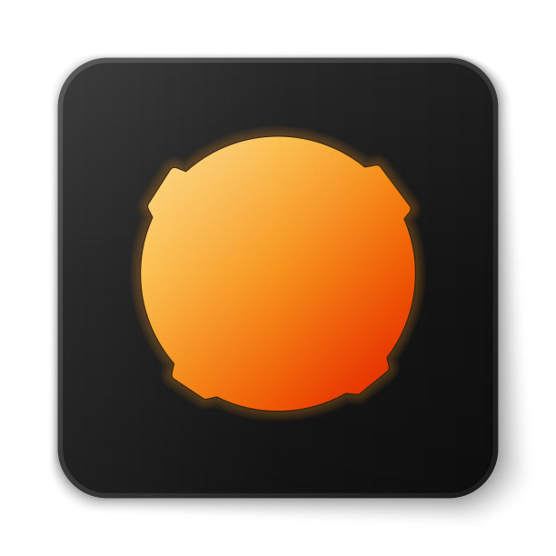 橙色发光的霓虹灯月亮图标孤立在白色图片下载