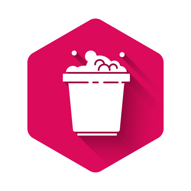 白色桶与肥皂泡沫图标隔离图片下载