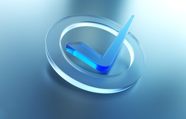 蓝色玻璃勾号图片下载