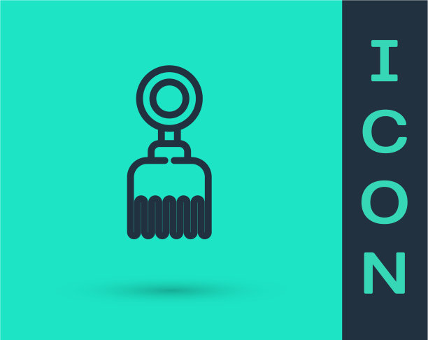 黑色线毛刷图标孤立在绿色上图片下载