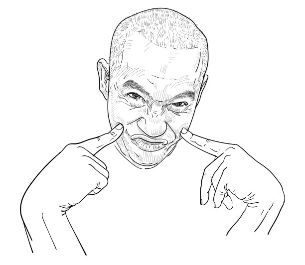 画一幅滑稽的肖像，一个人指着手指图片下载