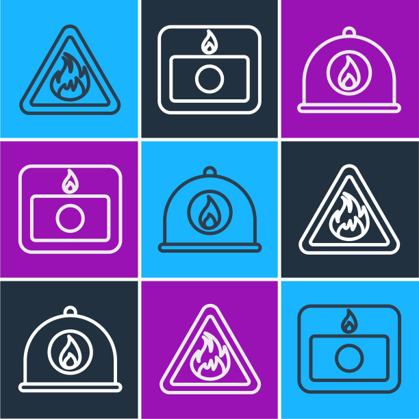 在三角形的消防员中设置火线火焰图片下载