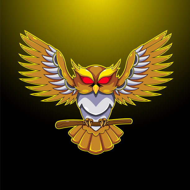 猫头鹰电子竞技吉祥物标志德塞恩图片下载