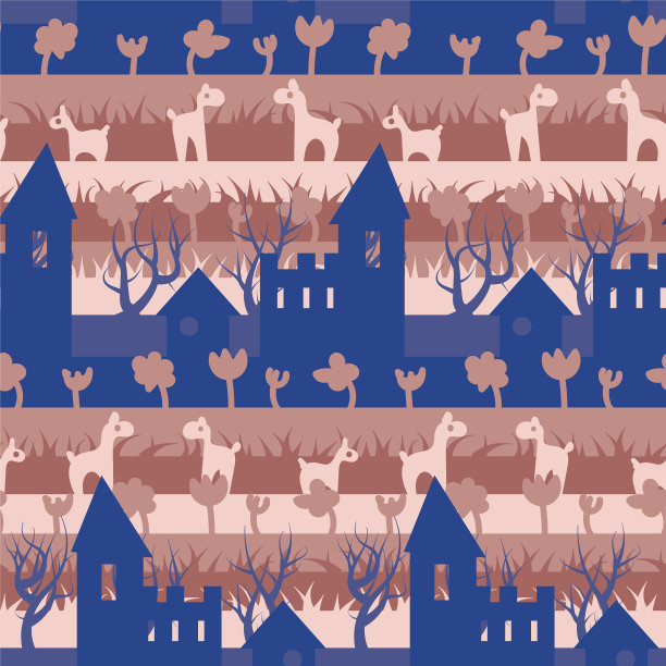 无缝图案与童话城堡图片下载