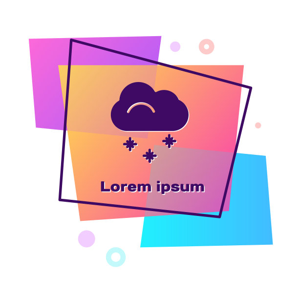 紫色云与雪图标孤立在白色图片下载